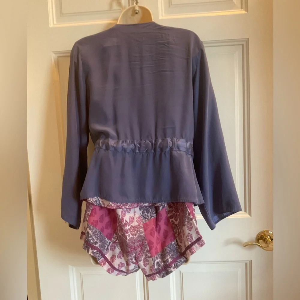 GAP Body Women's Size SP Purple and Pink Paisley 100% Silk Lingerie Set - Picture 2 of 16